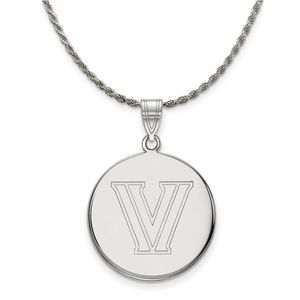 Sterling Silver Villanova U. Wildcats Lg Disc Necklace - 18 In